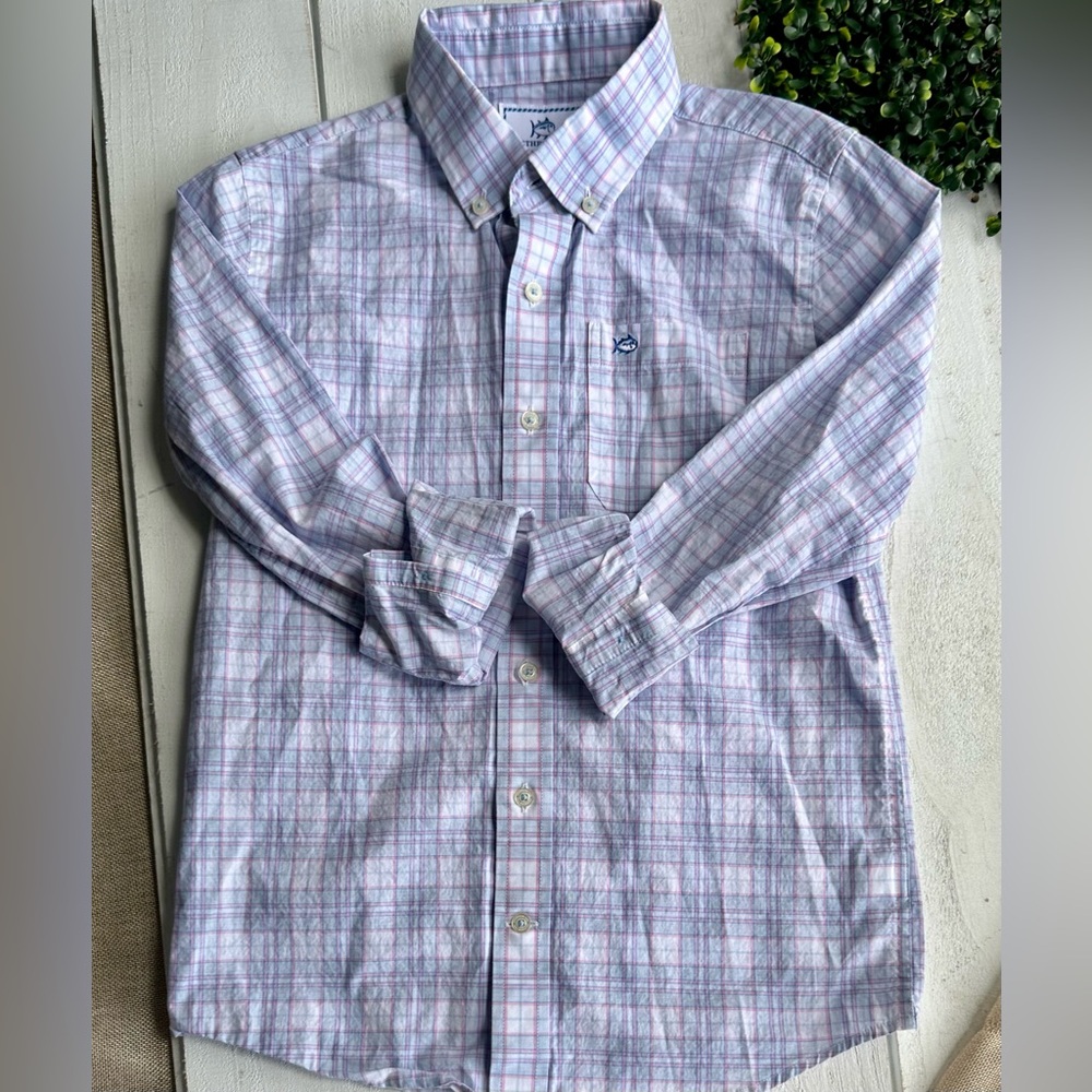 Southern Tide Apparel Long-sleeved Button Down Boys 8/10 Shirt